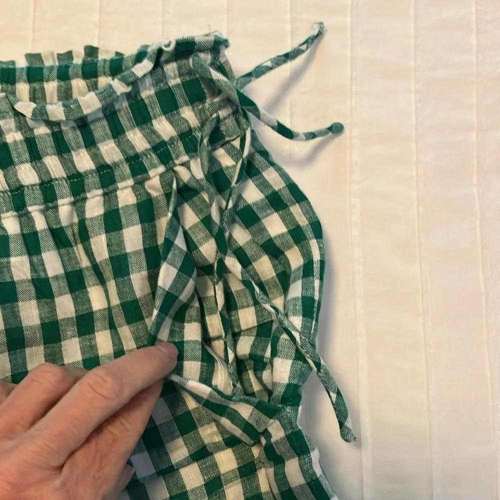 J Crew gingham linen elastic waist pull on shorts - Picture 3 of 7